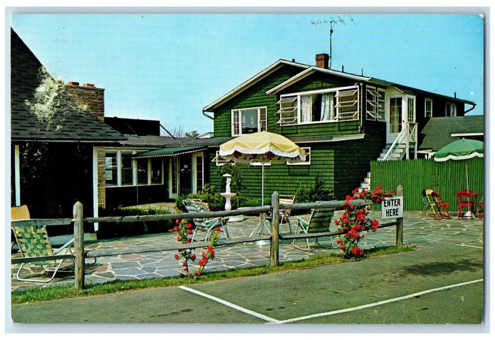 1968 Umbrella Chair Flowers Barnice's Restaurant Guilford CT Posted Postcard