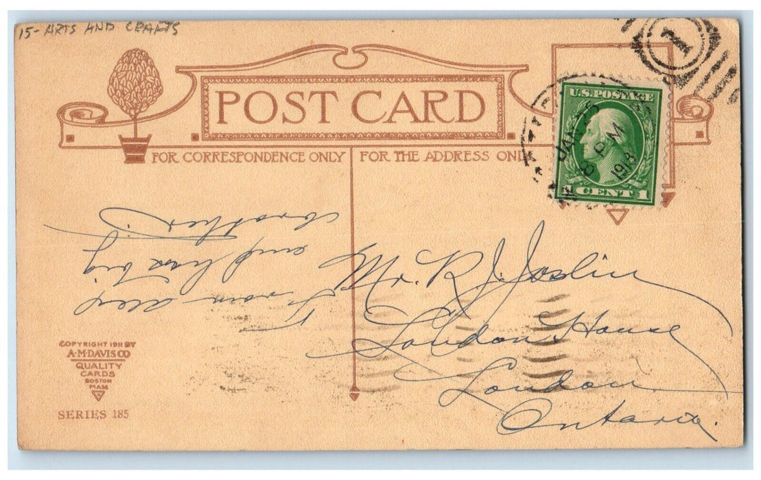 c1910's Happy Birthday Greetings Arts And Crafts Posted Antique Postcard