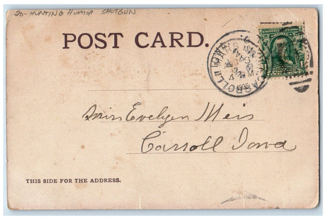 1906 Hiding Boy Cow Hunting Humor Shotgun Rifle Posted Antique Postcard