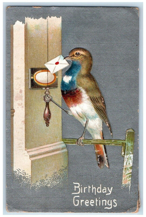 c1910's Birthday Greetings Pigeon Bird Letter Rochester PA Antique Postcard