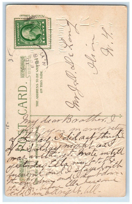 1916 Birthday Greetings Wheat Flowers John Winsch Artist Signed Antique Postcard