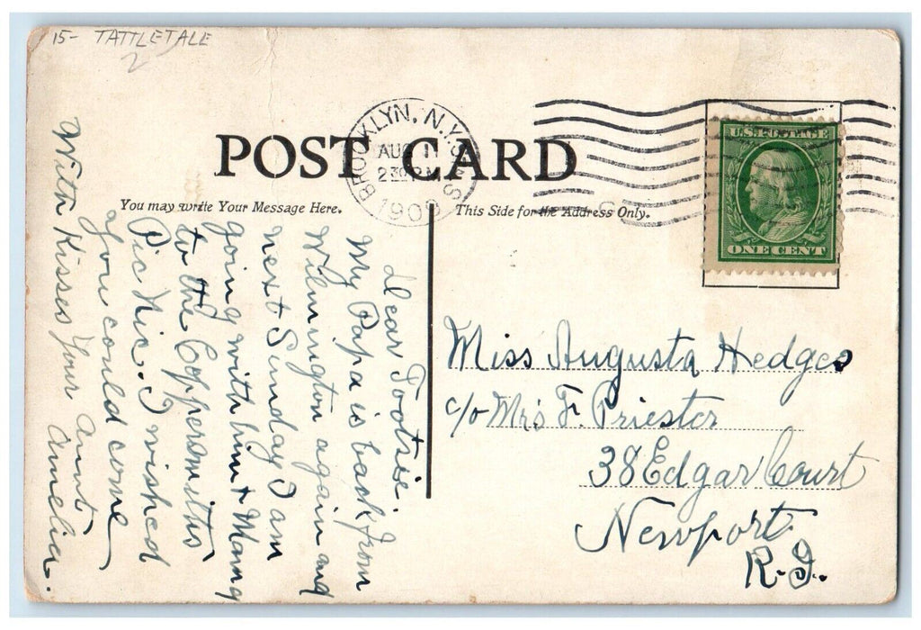 1909 Little Girl Knocking Door I'm Goin To Tell Tattletale Antique Postcard