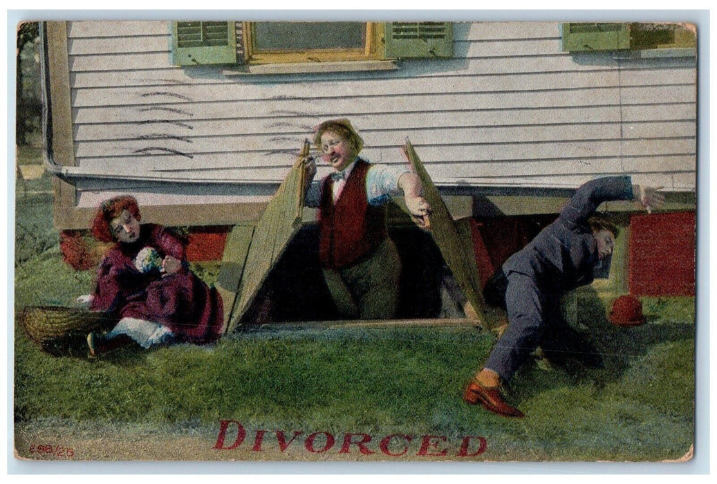 1911 Couple Divorced Relationship Humor Posted Antique Postcard