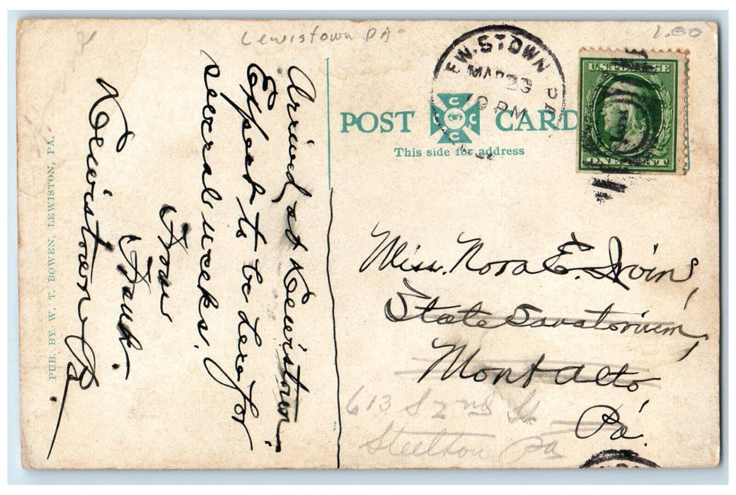 c1910's New Presbyterian Church Street View Lewiston Pennsylvania PA Postcard