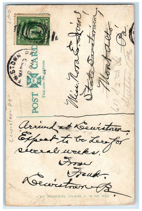 c1910's New Presbyterian Church Street View Lewiston Pennsylvania PA Postcard