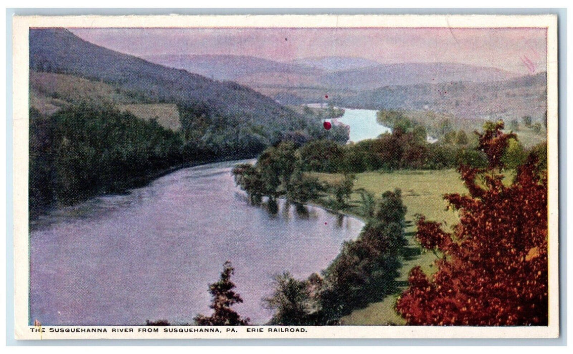 c1905 The Susquehanna River From Susquehanna PA, Erie Railroad Antique Postcard
