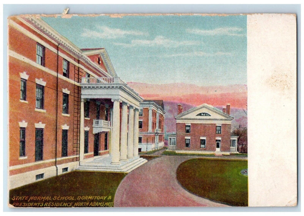 c1905 State Normal School Dormitory Presidents Residence North Adams MA Postcard