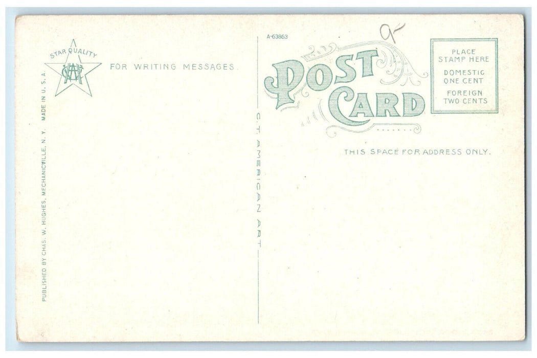 c1910 Bank Block Center Road Street Adams Massachusetts Vintage Antique Postcard