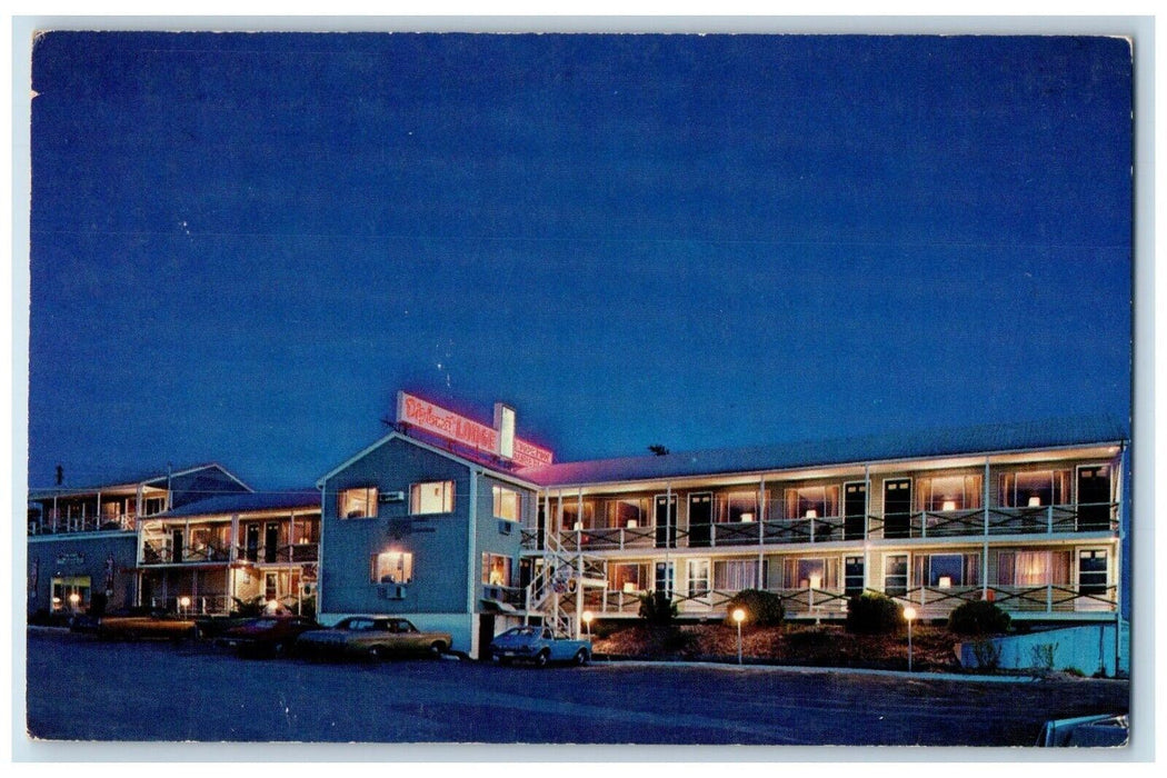 c1960 Diplomat Lodge Route 28 Buzzards Bay Motel Night Massachusetts MA Postcard