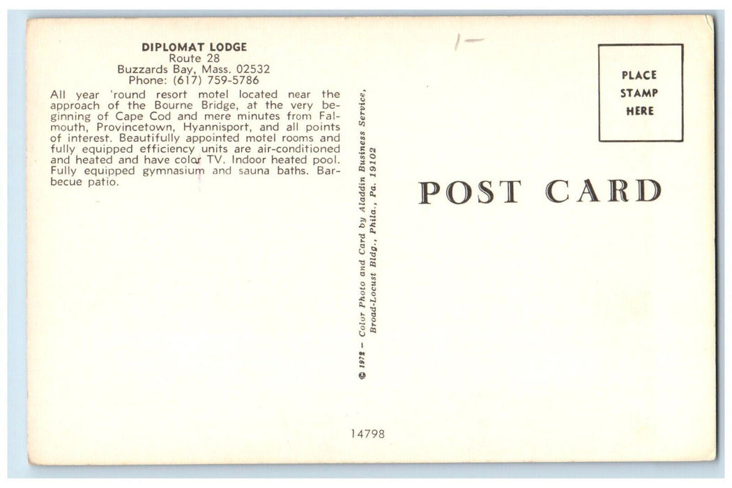 c1960 Diplomat Lodge Route 28 Buzzards Bay Motel Night Massachusetts MA Postcard