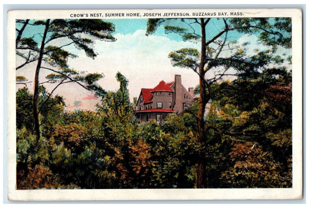 1933 Crows Nest Summer Home Joseph Jefferson Buzzards Bay Massachusetts Postcard