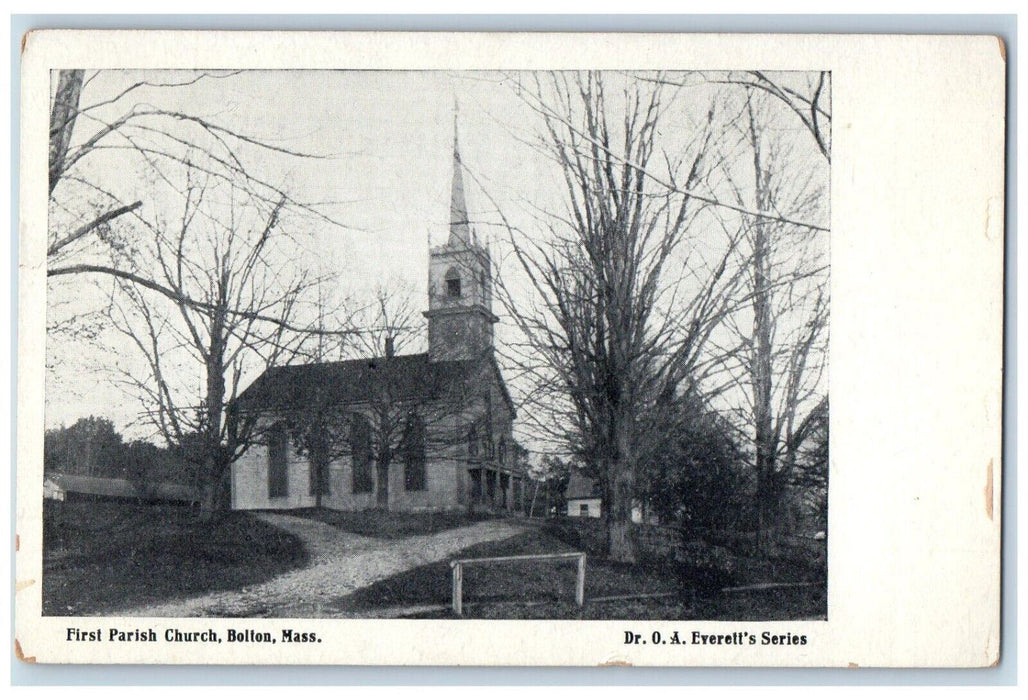 c1920 First Parish Church Bolton Dr Evertt Series Massachusetts Vintage Postcard