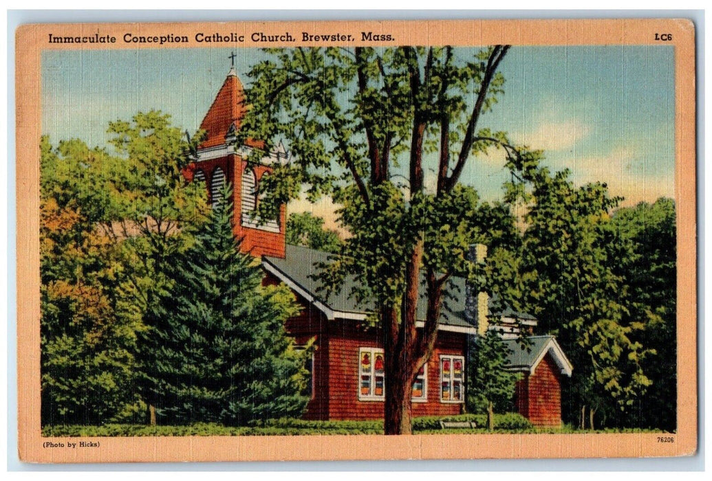 1949 Immaculate Conception Catholic Church Brewster Massachusetts Mass Postcard
