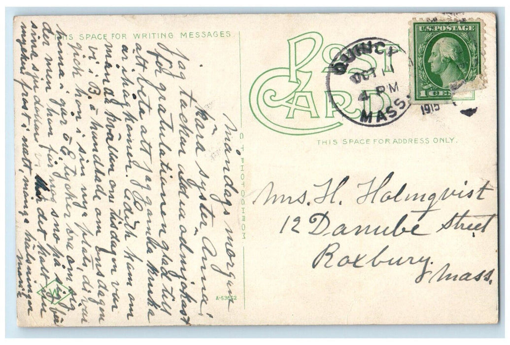 1915 Congregational Church Road Braintree Massachusetts Vintage Antique Postcard