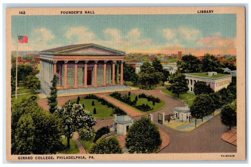 View Of Founder's Hall Library Girard College Philadelphia PA Vintage Postcard