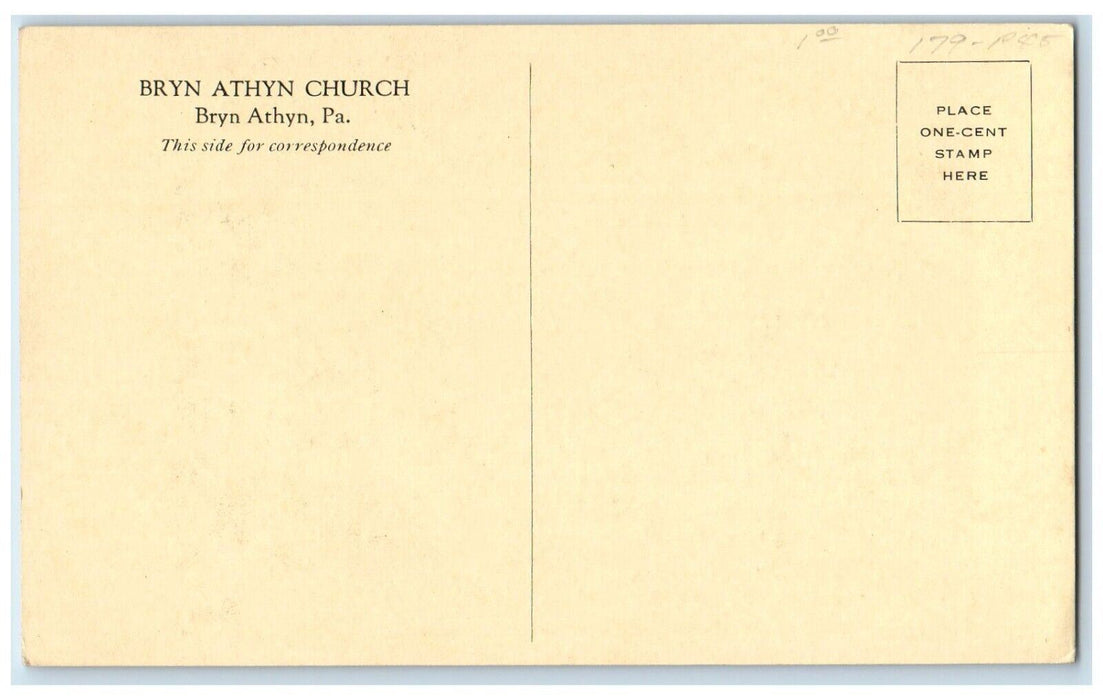 c1910's Bryn Athyn Church Bryn Athyn Pennsylvania PA Unposted Antique Postcard
