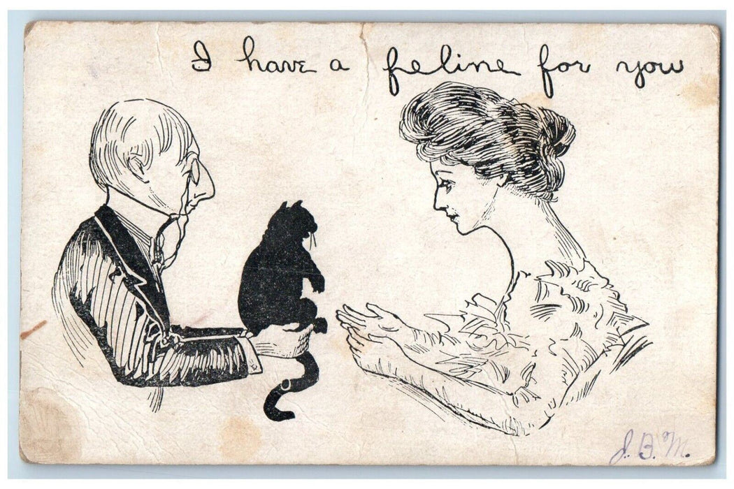 1906 Relationship Write Away Black Cat Simons Ohio OH Posted Antique Postcard