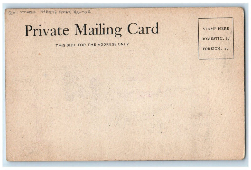 c1900's Maid Peeping At Door Shoes Write Away Humor Unposted Antique Postcard