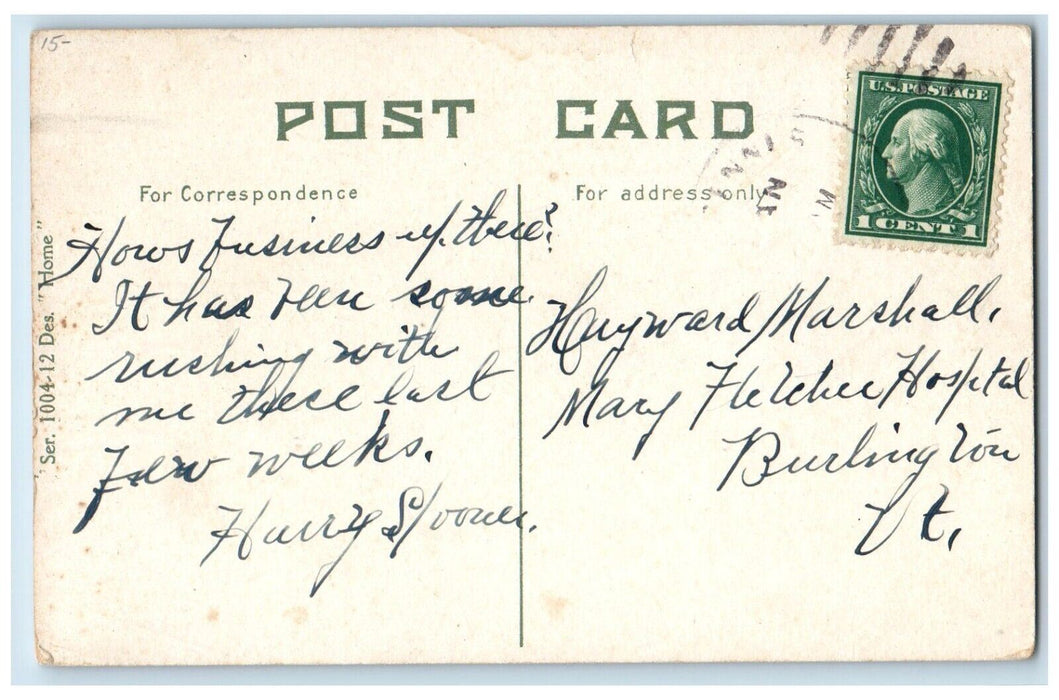 c1910's Depot Railroad Train And Horse Carriage Posted Antique Postcard