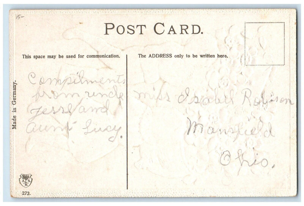 c1910's Birthday Greetings Pansies Flowers Letter In Basket Antique Postcard