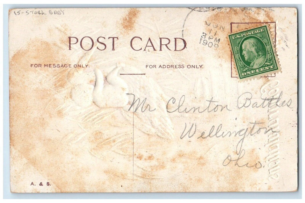1909 Heartiest Congratulations Stock Baby At The Back Embossed Antique Postcard