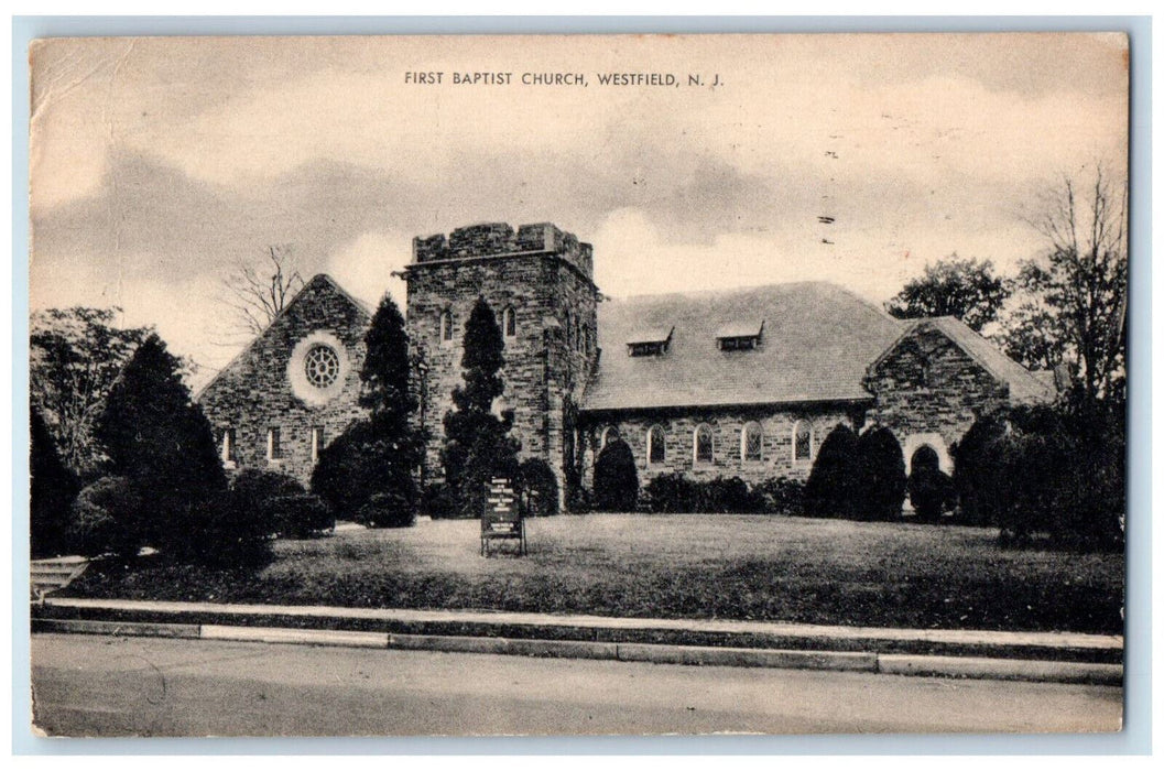 1955 First Baptist Church Westfield New Jersey NJ Vintage A Mayrose Postcard