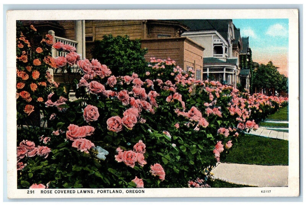 Rose Covered Lawns Flower Scene Portland Oregon OR Vintage Unposted Postcard