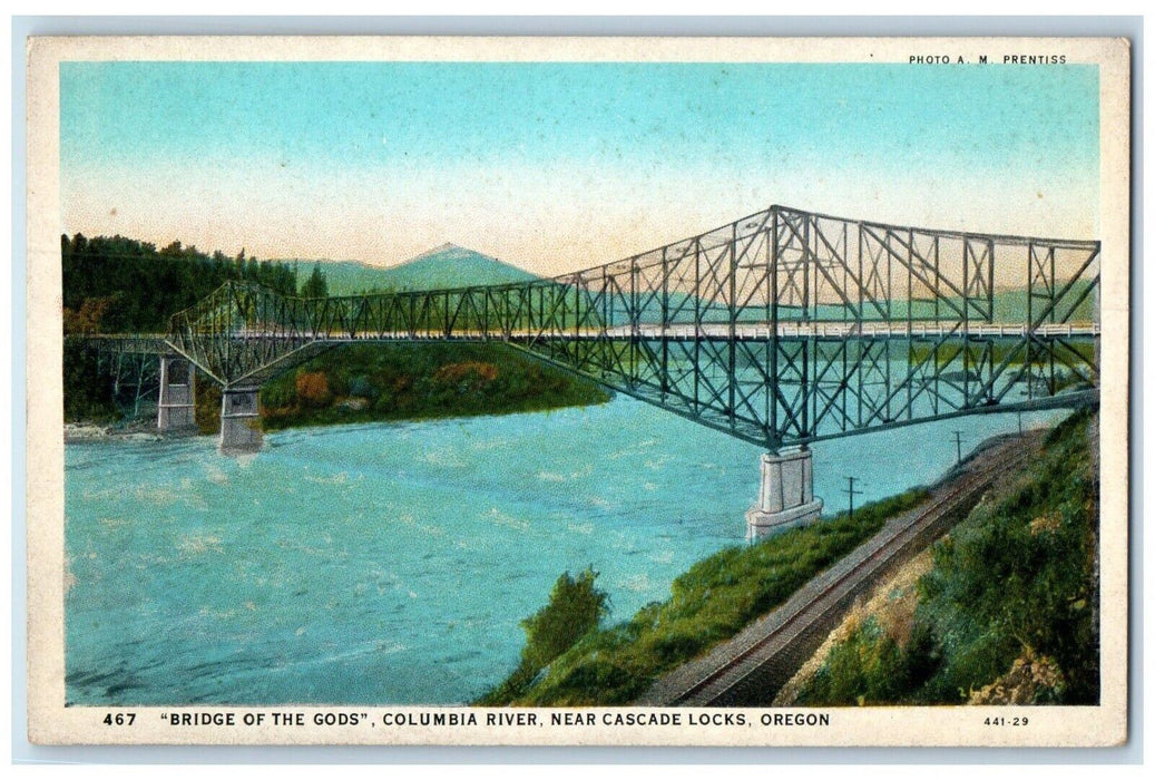 Bridge Of The Gods Columbia River Near Cascade Locks Oregon OR Vintage Postcard