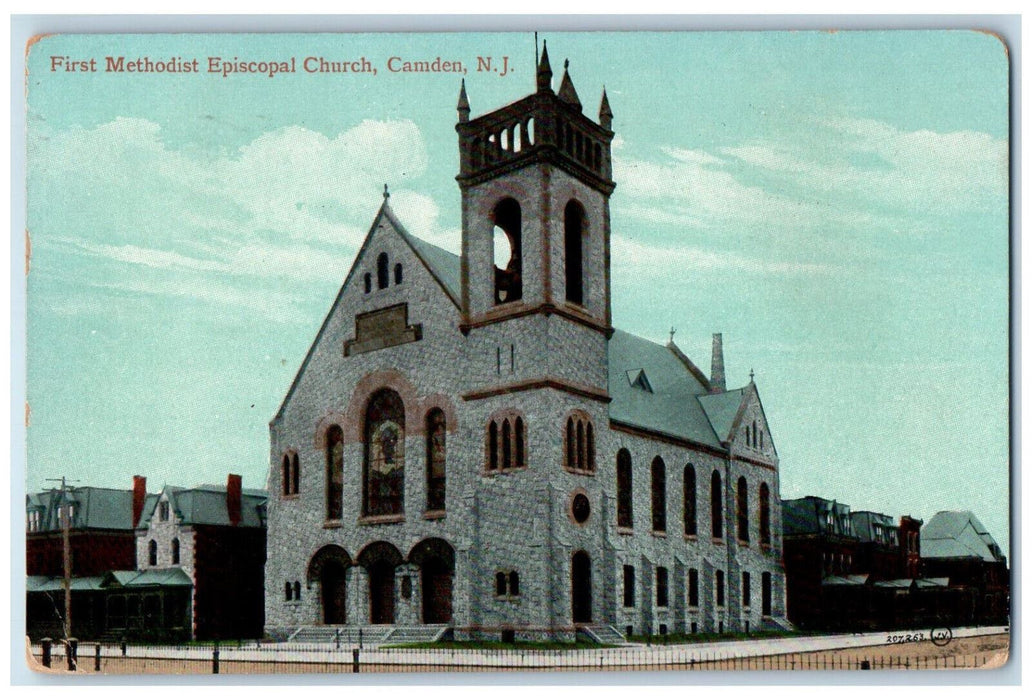 1914 First Methodist Episcopal Church Camden New Jersey NJ Antique Postcard