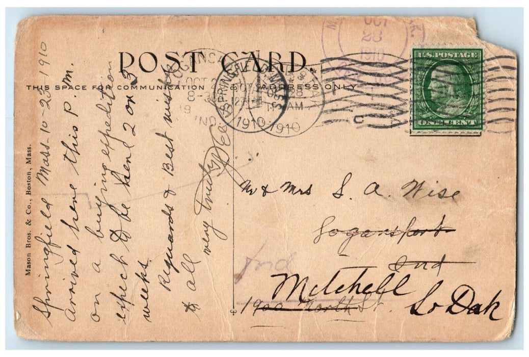 1910 Springfield Hospital Springfield Massachusetts MA Vintage Antique Postcard