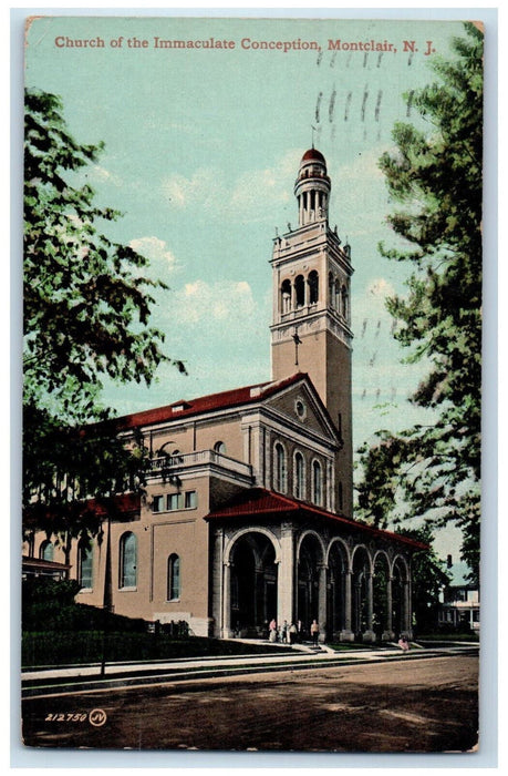 1912 Church of Immaculate Conception Montclair New Jersey NJ Antique Postcard