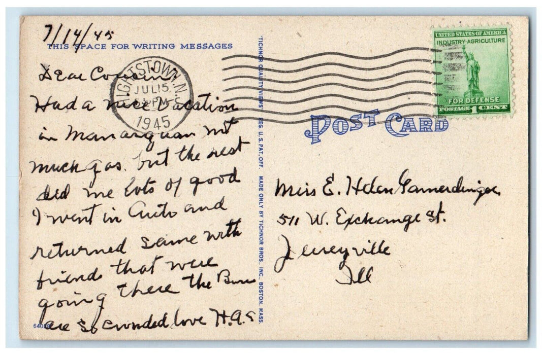1945 Sudden Mood Sunset Sea Manasquan Beach New Jersey Vintage Antique Postcard