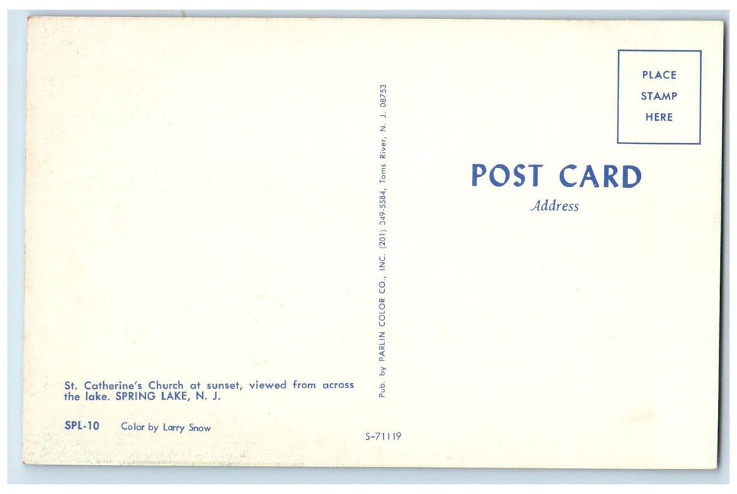 c1960's St. Catherine's Church at Sunset Spring Lake New Jersey NJ Postcard