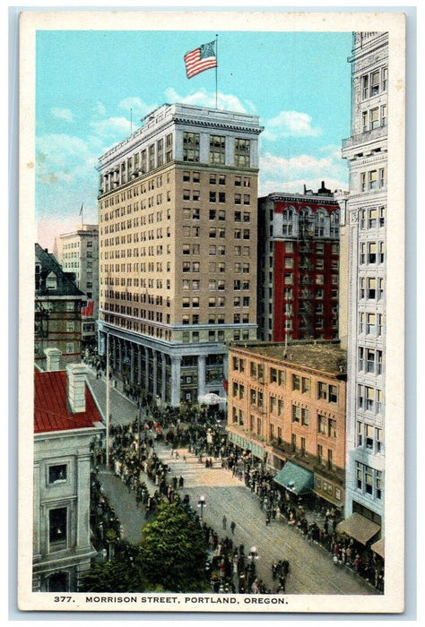 Morrison Street Building Street View Portland Oregon OR Vintage Postcard