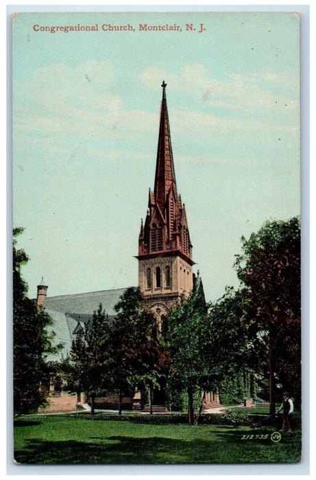 c1910 Congregational Church Montclair New Jersey NJ Antique Unposted Postcard