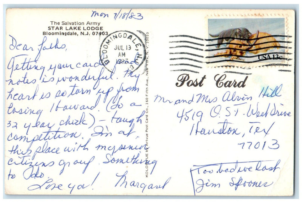 1983 The Salvation Army Star Lake Lodge Bloomingdale NJ Posted Postcard