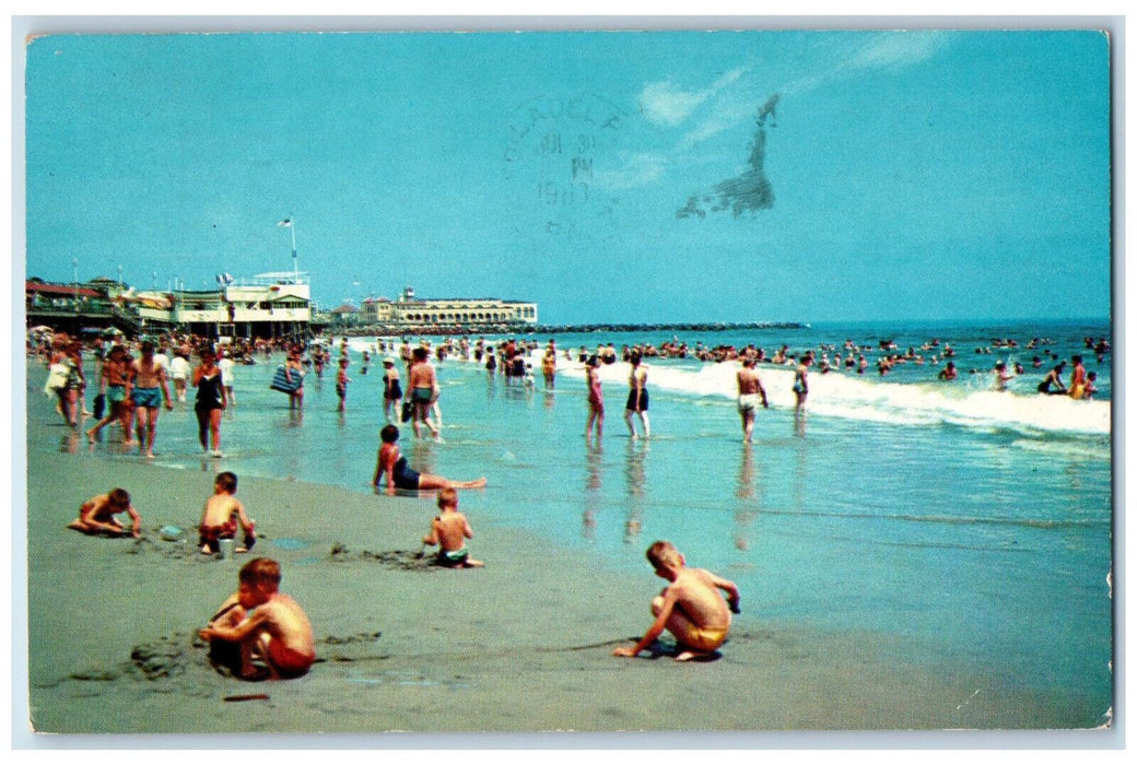 1963 Beach and Bathing Scene Ocean City New Jersey NJ Vintage Postcard