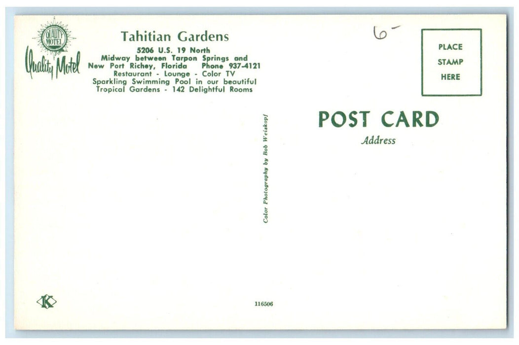 c1960 Tahitian Gardens Midway Tarpon Springs New Port Richey Florida FL Postcard
