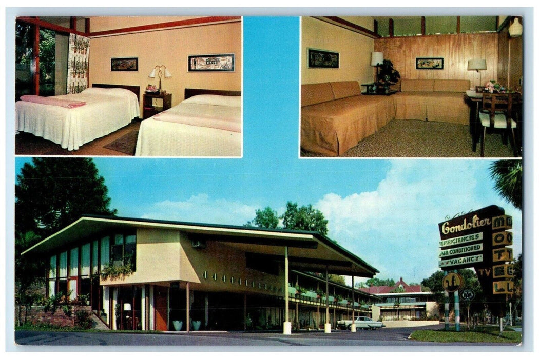c1960 Gondolier Motel Tarpon Avenue Multiview Tarpon Springs Florida FL Postcard
