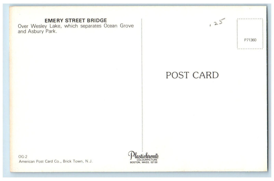 c1960's Emery Street Bridge Greetings from Ocean Grove New Jersey NJ Postcard