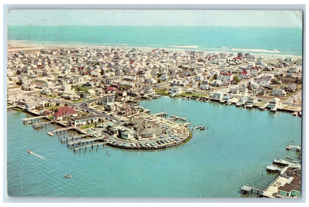 1965 Aerial View of Yacht Club and Stone Harbor New Jersey NJ Antique Postcard