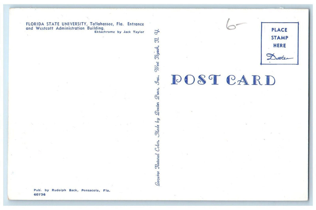 c1960 Florida State University Westcott Building Tallahassee Florida FL Postcard