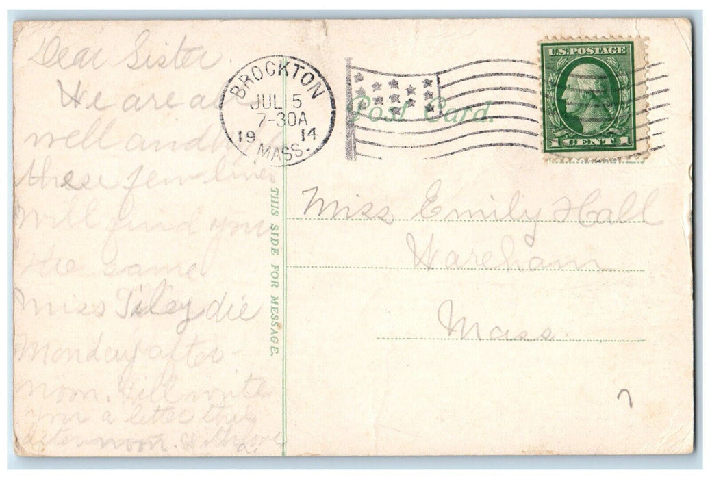 1914 High School Flag Coddard Hospital Brockton Massachusetts Vintage Postcard