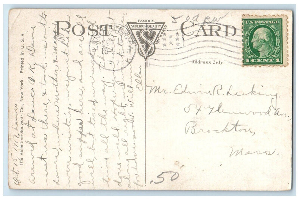 1917 Baptist Church Chapel Cross Brockton Massachusetts Vintage Antique Postcard
