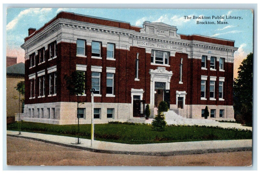 c1910 Brockton Public Library Brockton Massachusetts MA Vintage Antique Postcard