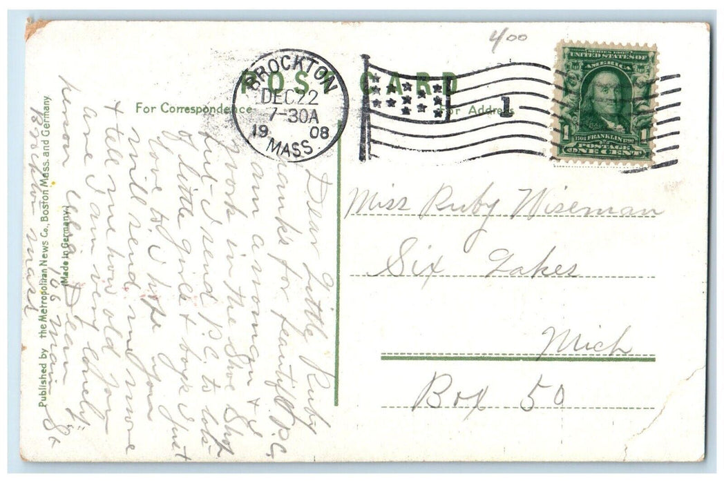 1908 Campello RR Station Keith Shoe Factory Brockton Massachusetts MA Postcard
