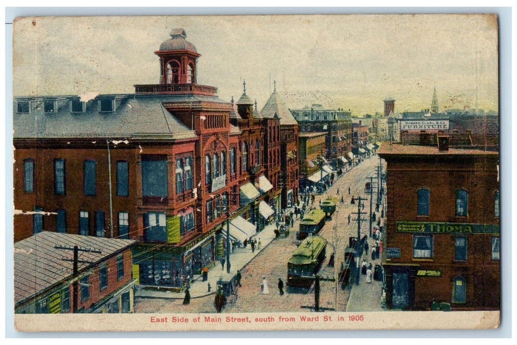 1908 East Side Main Street South Ward Street Road Brock Massachusetts Postcard
