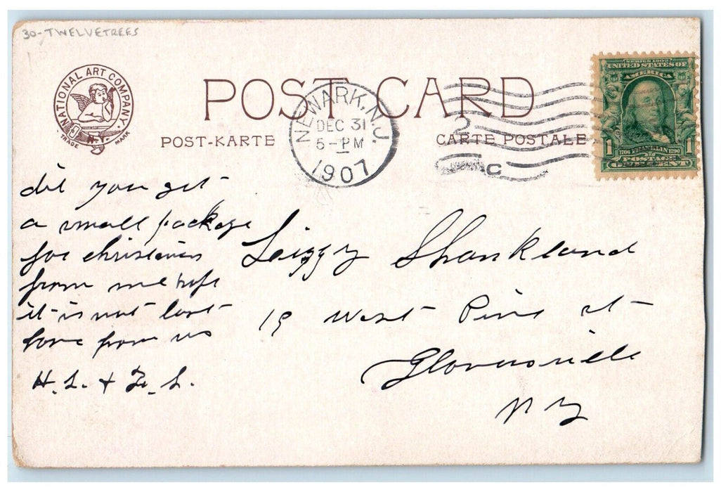 1907 Christmas Season Greetings Girl Handwarmer Twelvetrees Embossed Postcard