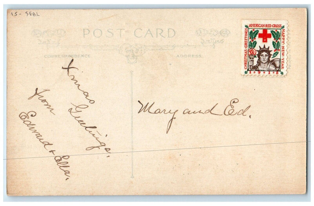 c1910's Christmas Song Birds At Window Holly Berries Antique Seal Postcard