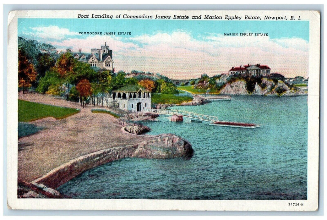 Boat Landing Of Commodore James Estate And Marion Estate Newport RI Postcard
